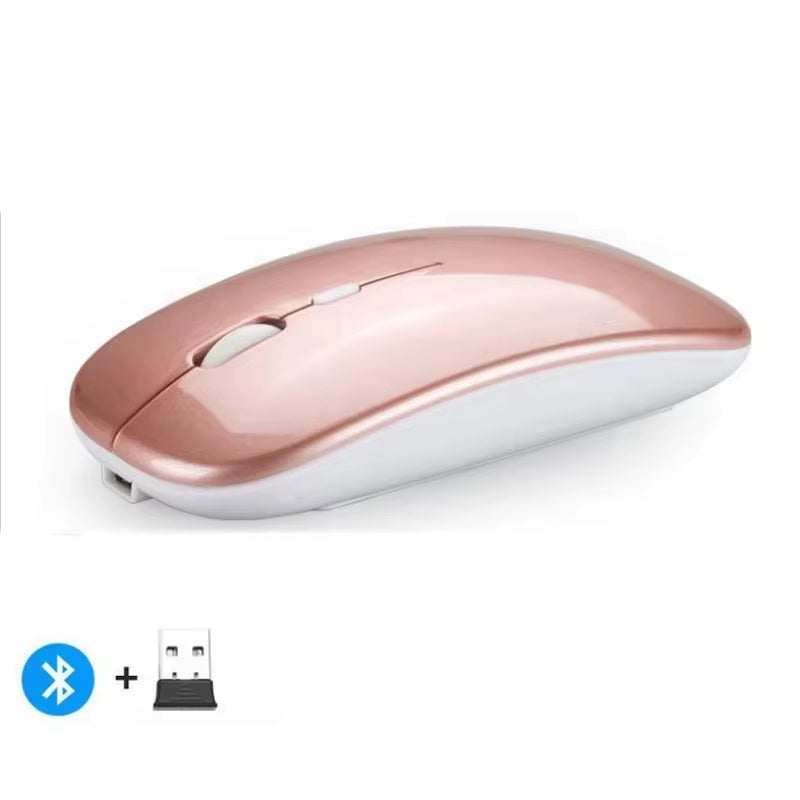 Rechargeable Wireless Mouse Bluetooth-Compatible 2.4Ghz Dual Modes Computer Mice with Nano Receiver for PC Laptop Macbook