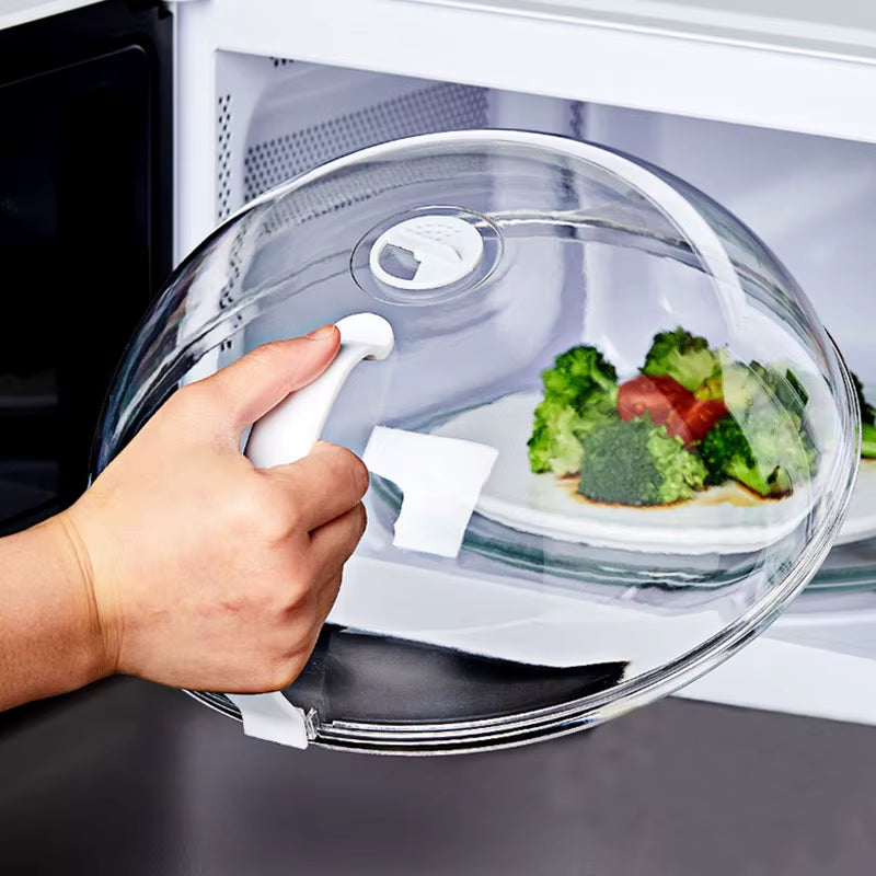 Microwave Cover with Steam High Temperature Resistant Microwave Guard Lid Vent Transparent Food Heating Cover with Handle