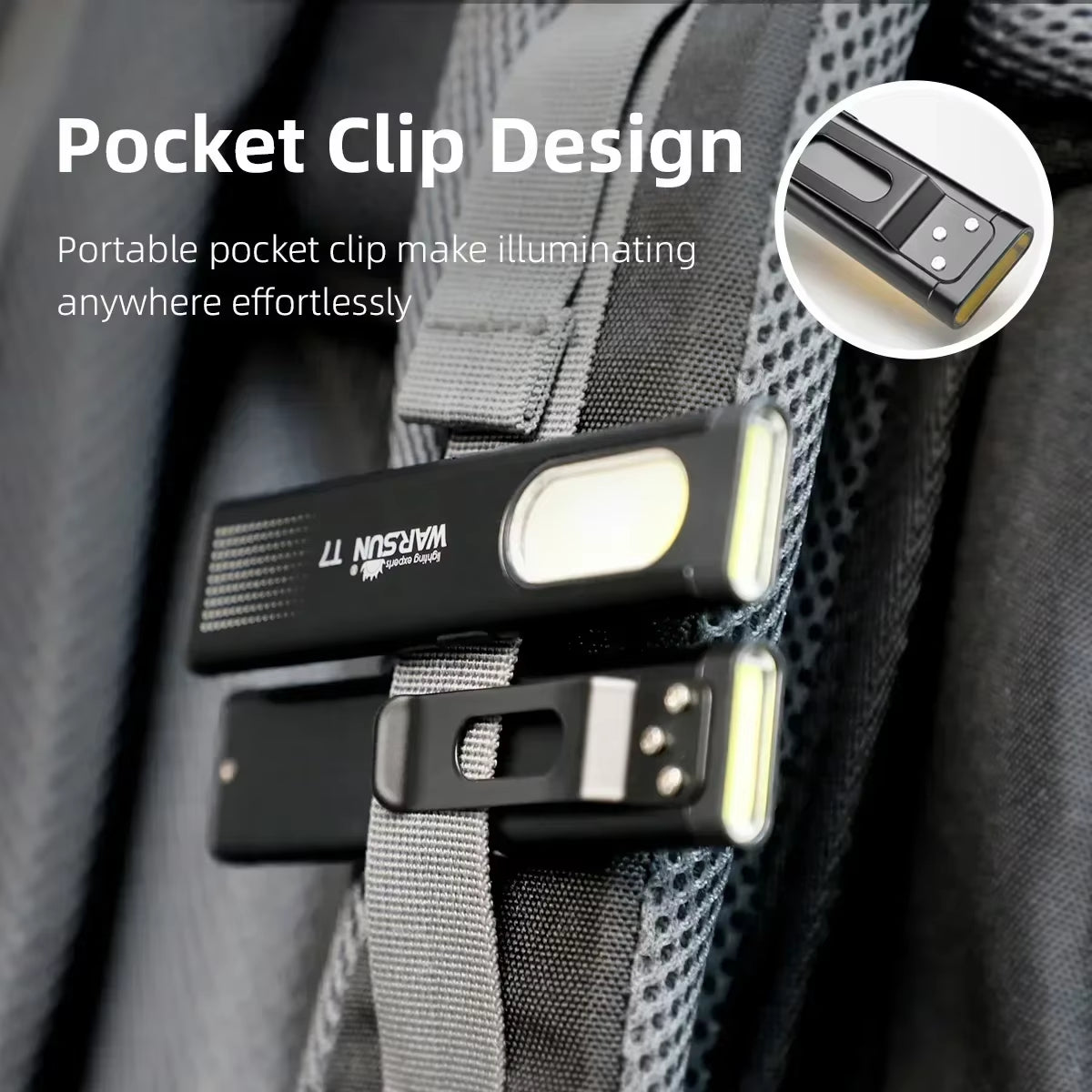 Warsun LED Keychain Flashlight USB-C Rechargeable 600Lm Portable Mini Torch Light Pocket Lantern Flood Work Light with Magnet