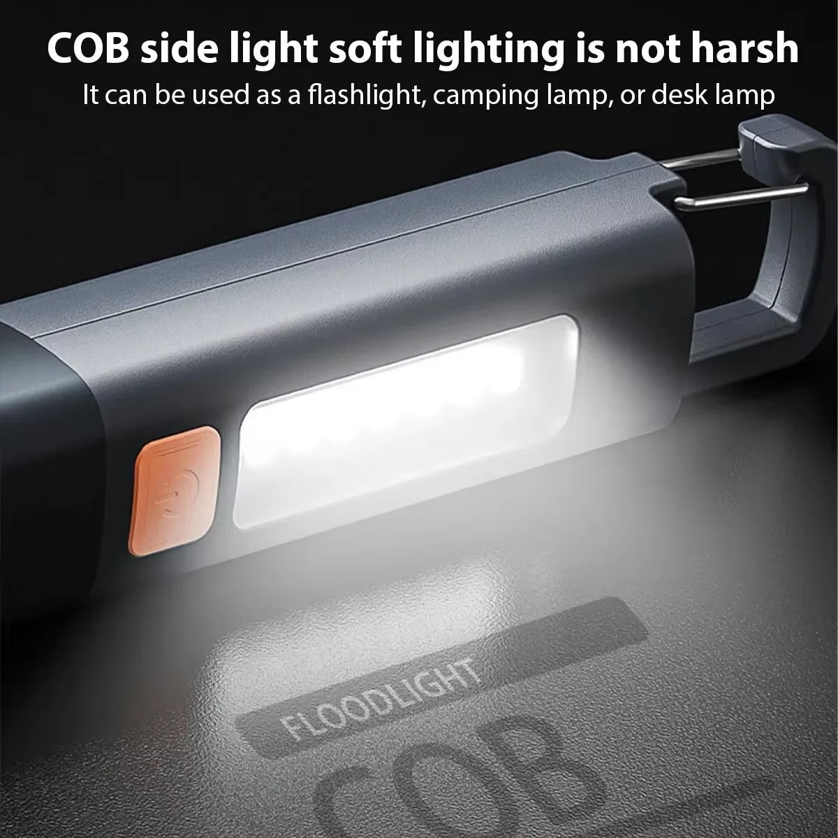 Strong Lighting ABS Flashlamp USB Charging Portable Outdoor EDC Torch Camping Hanging Flashlights Telescopic Focus COB Side Lamp
