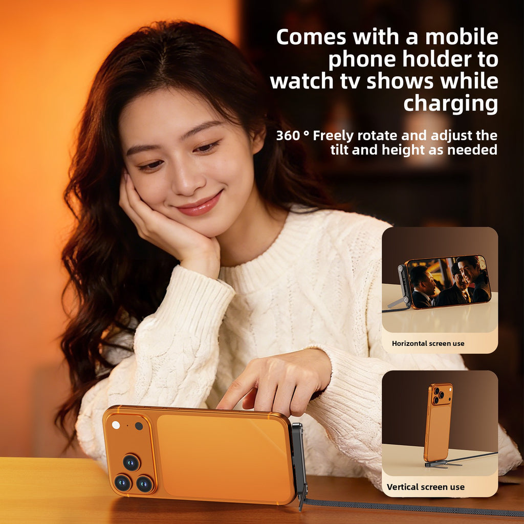 Folding stand, elbow braided charging cable