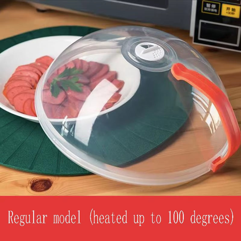 Microwave Cover with Steam High Temperature Resistant Microwave Guard Lid Vent Transparent Food Heating Cover with Handle