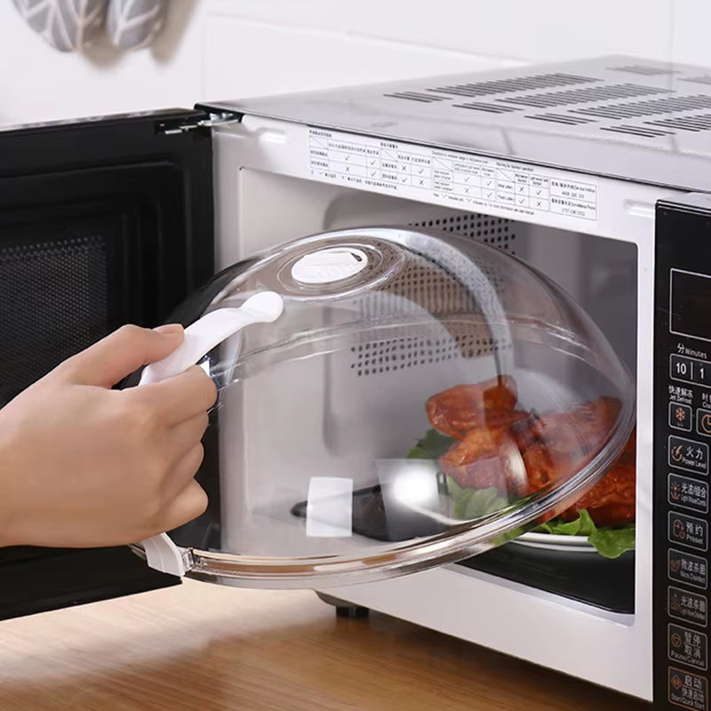 Microwave Cover with Steam High Temperature Resistant Microwave Guard Lid Vent Transparent Food Heating Cover with Handle