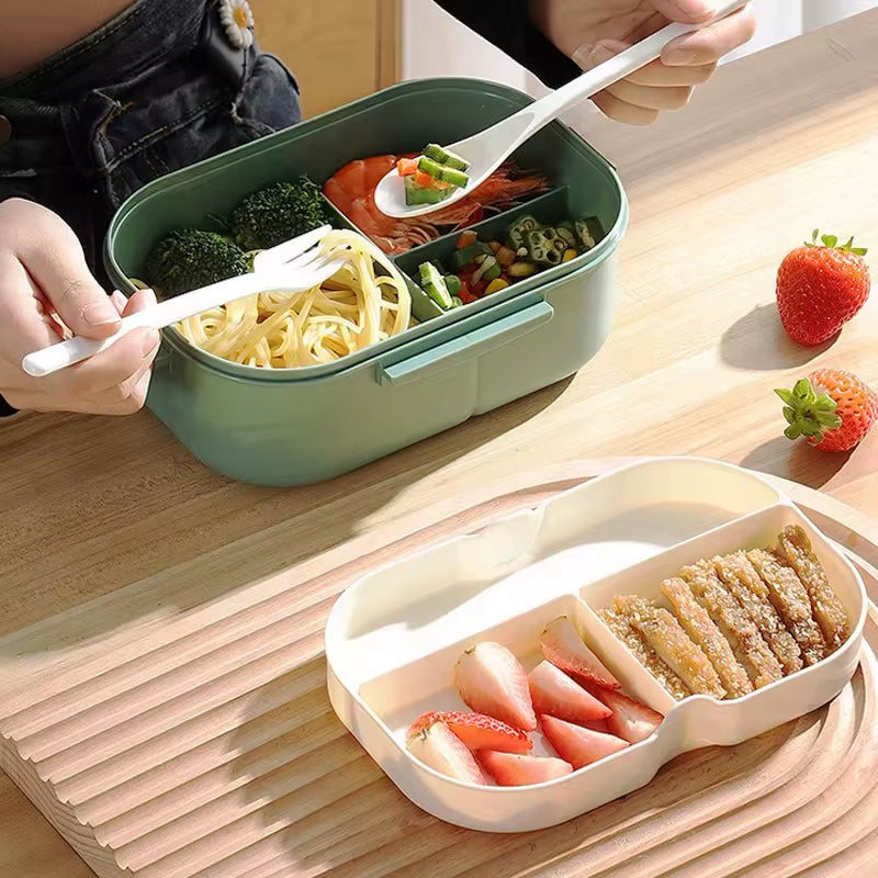 Kitchen Supplies: Single-Layer, Double-Layer Portable Fruit Food Box, Lunch Box with Fork Spoon and Spoon Preservation Box