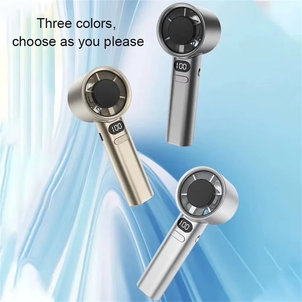 Portable Handheld Fan 120 Wind Speeds Mini Bladeless Hand Fan USB Rechargeable Highspeed Fans Camping Electric Fans Air Cooler