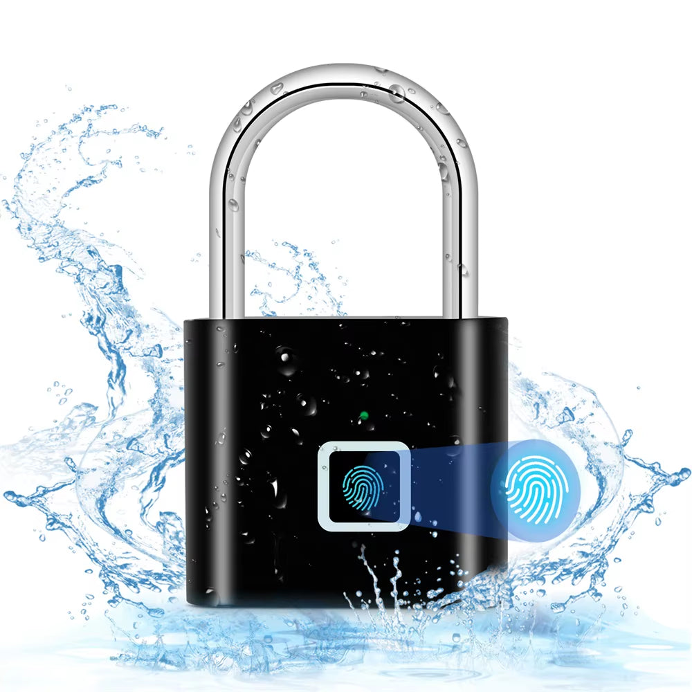 KERUI Keyless USB Charging Fingerprint Lock Smart Padlock Waterproof Door Lock 0.2Sec Unlock Portable Anti-Theft Padlock Zinc