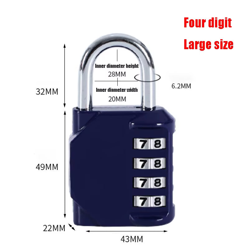 Travel Padlock Anti-Theft Backpack Small Padlock Resettable 3/4 Digit Combination Suitcase Password Code Lock Luggage Padlock