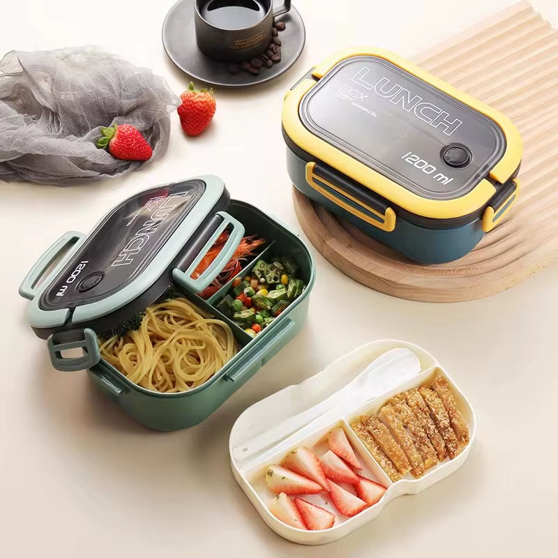 Kitchen Supplies: Single-Layer, Double-Layer Portable Fruit Food Box, Lunch Box with Fork Spoon and Spoon Preservation Box