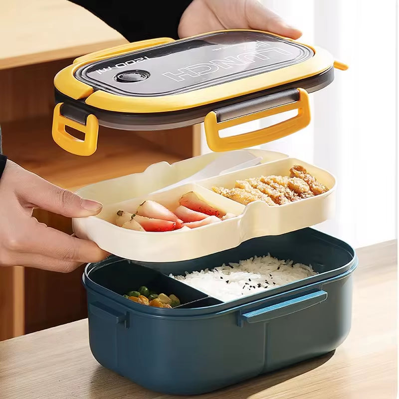 Kitchen Supplies: Single-Layer, Double-Layer Portable Fruit Food Box, Lunch Box with Fork Spoon and Spoon Preservation Box