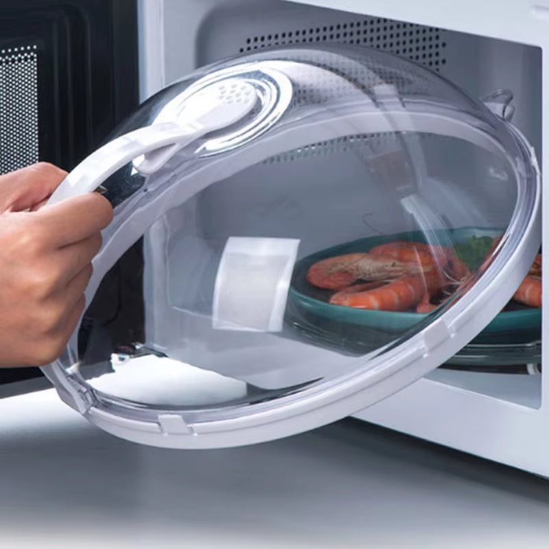 Microwave Cover with Steam High Temperature Resistant Microwave Guard Lid Vent Transparent Food Heating Cover with Handle