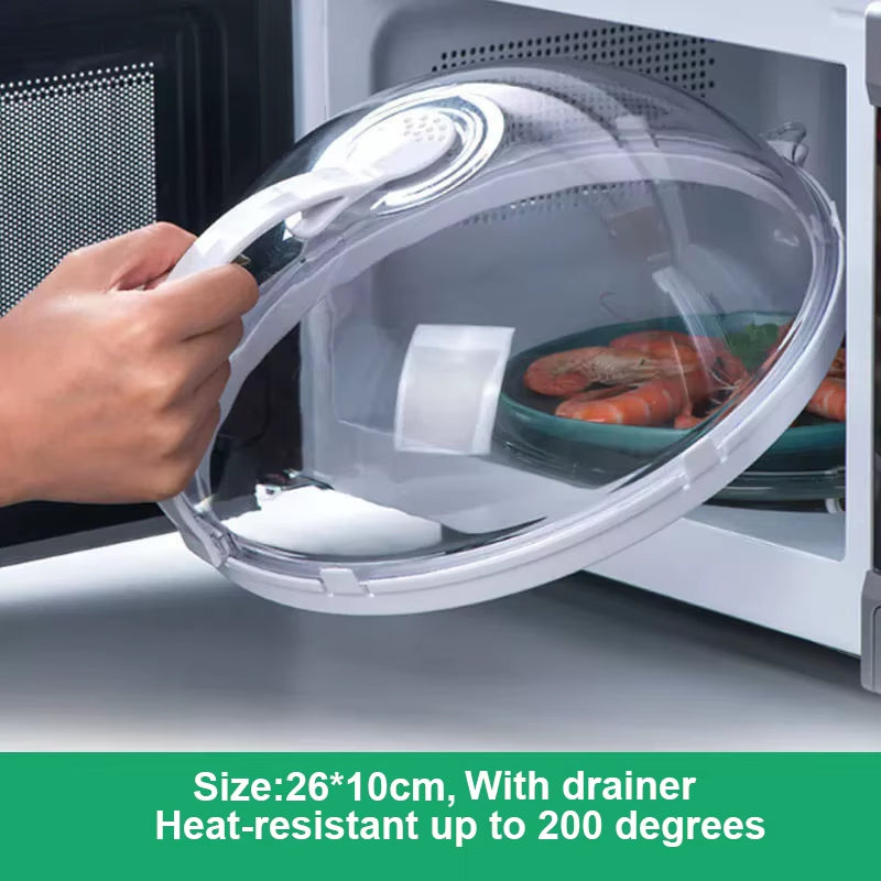 Microwave Cover with Steam High Temperature Resistant Microwave Guard Lid Vent Transparent Food Heating Cover with Handle